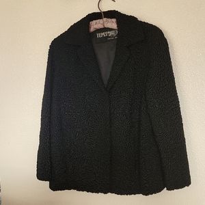 Vintage Black Curly Lamb Jacket fits M/L Teply House of Furs Portland OR custom